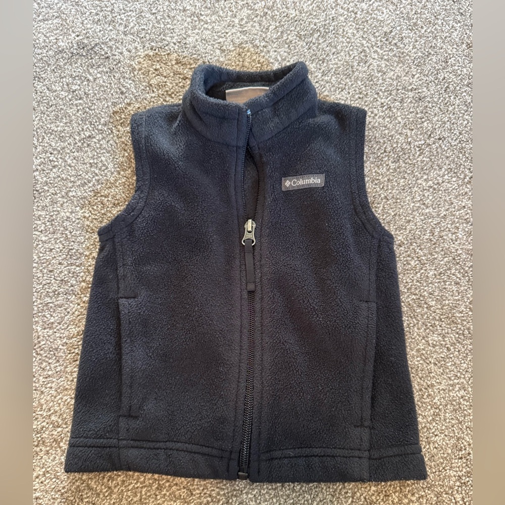 Columbia Charcoal Gray zip up Polyester fleece vest 3T Toddler boy girl